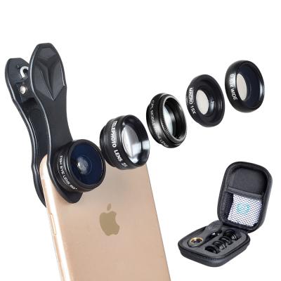 China Apexel HD Bestselling Multifunctional Mobile Phone Camera Lens Fisheye Telescope Premium Cover 5 in 1 Lens for iPhone Samsung for sale