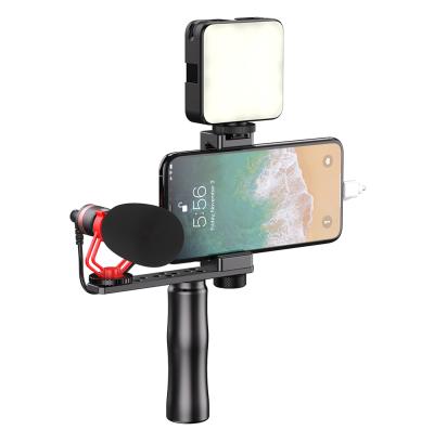 China Apexel Smartphone Lightweight Video Rig Grip Handle with Wrist Strap and Double Cold Shoes for iPhone Android Perfect for Vlogging Equipment for sale