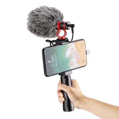 China Lightweight Smartphone Video Grip Kit Handheld Vlog Video Phone Can With Recording Microphone And LED Video Light for sale