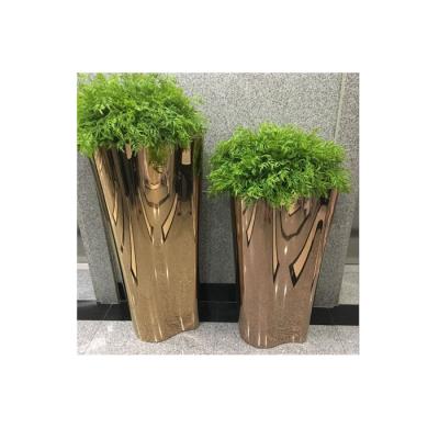 China 2020 Modern Large Outdoor Manufacturer Gold Color Wholesale Stainless Steel Flower Pots for sale