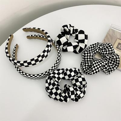 China Hair decoration Mengxin plaids hair tie bracelets for women scrunches rubber band kit supplier vinchas para cabello girl hair accessories for sale