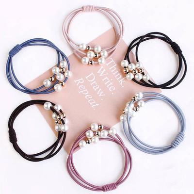 China For hair ponytail holder Mengxin Girl Ponytail Holder Supplier Hair Ties Woman Korean Pearl Scrunchies Elatic Rubber Band Rope Lady Hair Accessories for sale