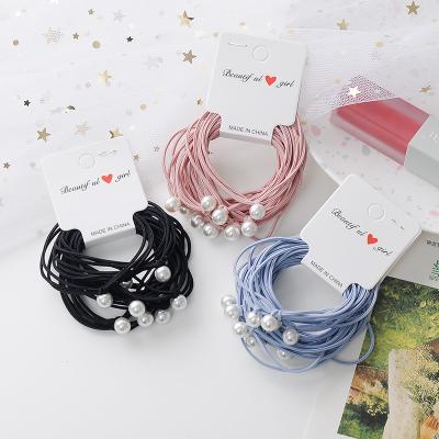 China For hair ponytail Mengxin 10pcs/set fashion colorful balls hair tie fancy baby girl pearl hair bands cute children's hair accessories for sale