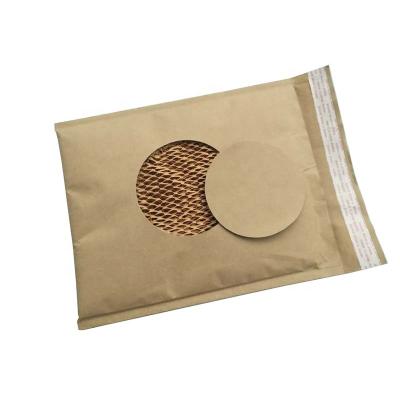 China Eco-Friendly Custom Wraps Cellular Shaped Brown Kraft Paper Lining Padded Mailer Packaging Bags For Shipping for sale