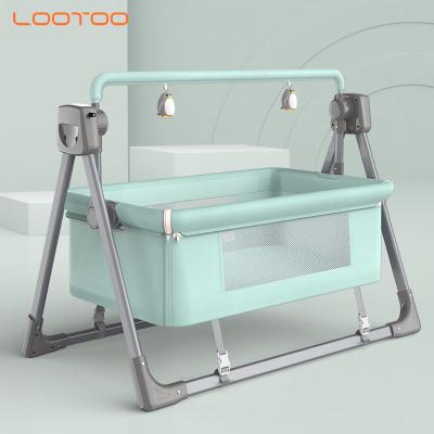 China Eco-friendly Metal Swing Sleep Rocking Chair Baby Electric Remote Control Automatic Soft Cradle For Newborn With Music for sale