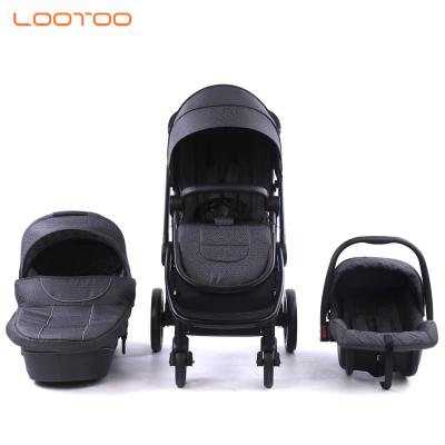 China Luxury 3 in 1 lightweight aluminum frame stroller 3 in 1 luxury 3 in 1 baby stroller cochecito carrinho de bebe leather pram for sale