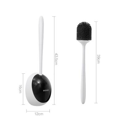 China Sustainable Silicone Brush Head Toilet Sweep Quick Automatically Drain Springs Cleaning Tools No Dead Corner With Holder Cleaning Brush for sale