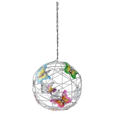 China Waterproof Solar Outdoor Butterfly Ball LED Lamps Garden Globe Decoration Art Landscape Lighting Patio Porch Hanging Light for sale