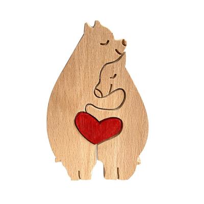 China Creative Home Office Decorations.Gifts Eco-Friendly Figurine, Home Office Gift Heart Shaped Hand Carved Wooden Animal Statue for sale