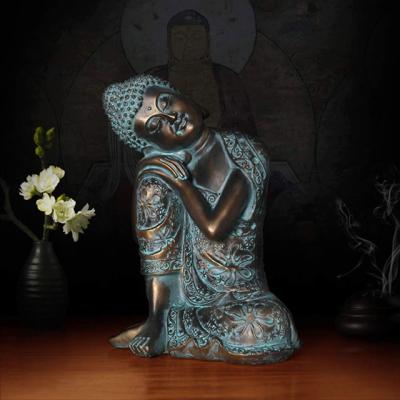 China White Resin Zen Sleeping Buddha Statue Crafts Art Gift Home Garden Character Living Room Chinese Folk Old Sculpture for sale