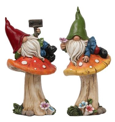 China Art Lawn Outdoor Garden Outside Funny Lazy Mushroom Gnomes Statues Knome Crafts Folk Indoor Outdoor Figurines Gifts for sale