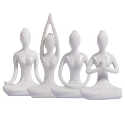 China Folk Resin Zen Meditation Yoga Pose Figurine Of Art Yoga Gifts Home Bookshelf Bedroom Living Room Desk Decor Accessories for sale