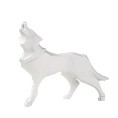 China Worlwide Living Room Craft Ornament Figure Home Abstract Geometric Resin Wolf Statue Originality Animal Decor Sculptures Figurine for sale