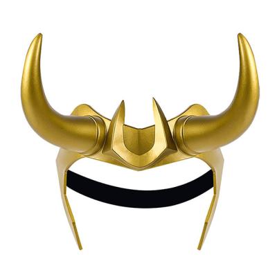 China PVC Carnival Headdress Masquerade Mask, Ragnarok Adjustable Loki Helmet Horns Cosplay Costume Props for sale