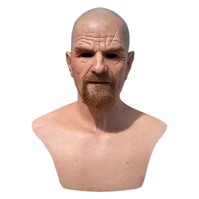 China Halloween Party Supplies Superhero Latex Man Halloween Costume Funny Crawling Scary Zombie Old Man Face Mask Realistic Face Mask For Adults for sale