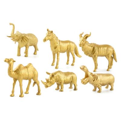 China Europe Home Decor Party Supplies Cake Toppers Tiger Toy Gold Safari Animals Animal Figurines Figures for sale