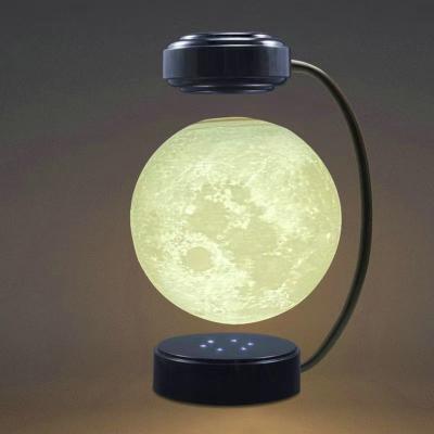 China Creative Fair Warm White Dimming 3D Magnetic Levitation Moon Light Touch Festival Atmosphere Night Light Maglev for sale