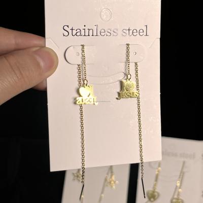 China European and American CLASSIC Simple Long Chain Ladies Stainless Steel Women's Earrings Jewelry for sale