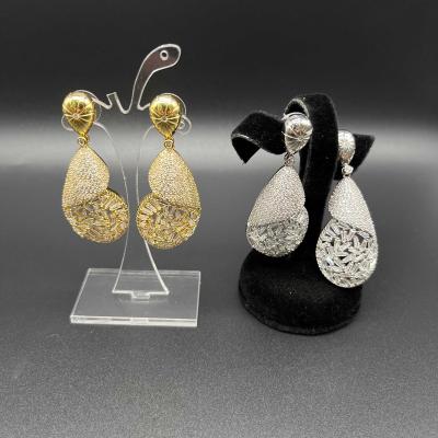 China CLASSIC Big Wedding Drop Earrings Pendant Dangle Zircon Earrings Bridal Jewelry for sale