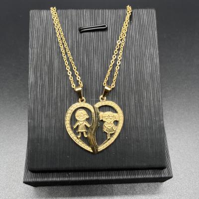 China Fashion Gold Plated Simple 18k Heart Couple Best Friend Love Pendant Necklace And Chain for sale