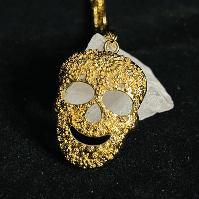 China Fashion HipHop Rock Design Punk Style Gothic Gold Plated 316L Stainless Steel Mens Skull Necklace for sale