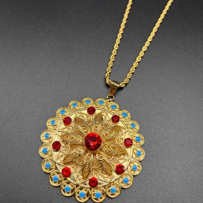 China Fashion New Style Jewelry 18k Gold Plated Colorful Zircon Wedding Cheap Necklace for sale