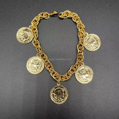 China High Quality Cheap Popular Punk Coin Charm Gold Bracelet&Bangle Main Accessories For Women for sale