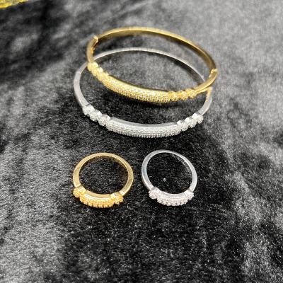 China Main Accessories Punk High Quality Cheap Copper Popular Coin Gold Zircon Bangle Bracelet&Bangle For Women for sale