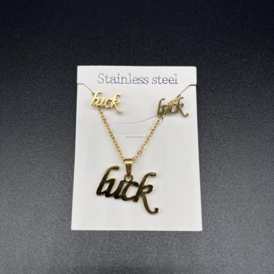 China Brand FASHIONABLE Dubai High Quality Cheap Gold Plated Stainless Steel Necklace Earrings Pendant Jewelry Set For Women for sale