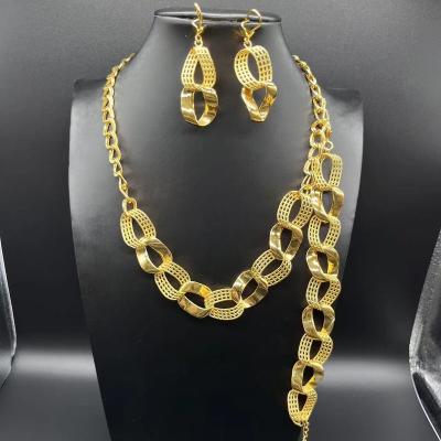 China Newest TRENDY Style Copper Jewelry Sets Fashion Brand Jewelry Gold Color Necklace Bracelet Sets For Women Gift for sale