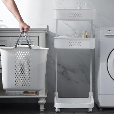 China Modern Stackable Wash Basket Handle Bathroom Washing Large Plastic Laundry Basket for sale