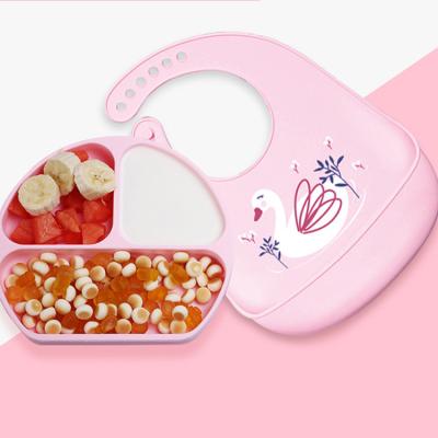 China Modern All-in-One Dish Dinnerware Extra Food Bowl Split Type Suction Cup Eating Spoon Training Child Dining Silicone Set for sale