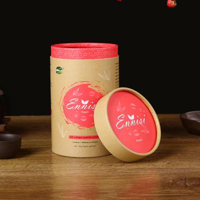 China Biodegradable Luxury Kreft Printed Cylinder Round Boxes Custom Recycle Tea Paper Boxes Food Grade Packaging for sale