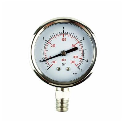 China Black Mechanical Iron Case Stainless Steel Dial Scale Pressure Gauge Pressure Detector for sale