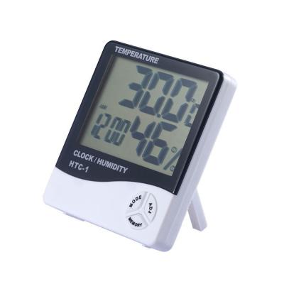 China ABS Htc-1 High Quality And High Precision Large Screen Digital Thermometer Indoor Hygrometer With Alarm Clock for sale