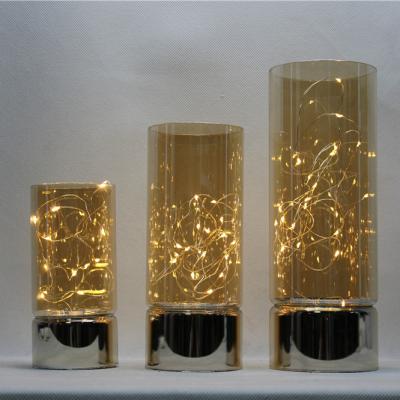 China Fashionable Glass Led Light Home Decoration Cylinder Lamp Amber Chandelier Glass With Warm White Light for sale