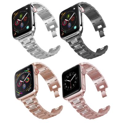 China IVANHOE Stainless Steel Diamonds Stainless Steel Strap Band Strap For Apple iWatch 3 2 1 Watch 38mm 40mm 42mm 44mm Series 4 With Tool for sale