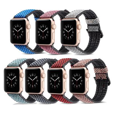 China IVANHOE Leather Silicone Strap For Apple Watch 38mm 42mm For iWatch Series 4 3 2 1 Replacement Sport Silicone Strap Band for sale