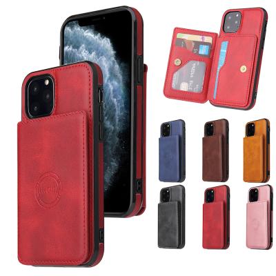 China IVANHOE Flip Case Wallet Card Slot Leather Wallet Leather Case For iPhone 12 11 Pro Max Case Card Slot Pull Pocket Cover For iPhone 7 8 6S Plus Silicone View for sale