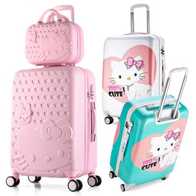 China Vintage Hard Shell Trolley Suitcase Kids Luggage Set Cartoon Unisex / Fashionable Zipper Carryon for sale