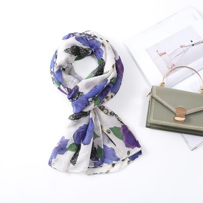 China Custom Made Comfortable Silk Tulle Women's Daily Life Soft Cotton Scarf Pashmina Headscarf for sale