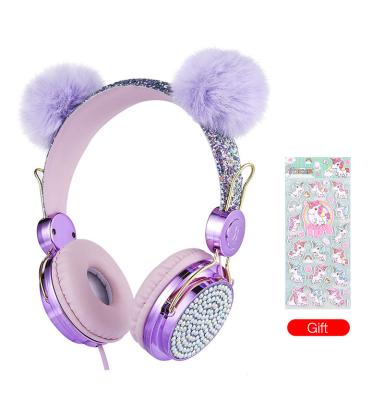 China Earphone Back To School Teens/Girls/Kindle/Airplane/Airplane Over Ear Kids Bear Ear Girls High End Headphones For Kids for sale