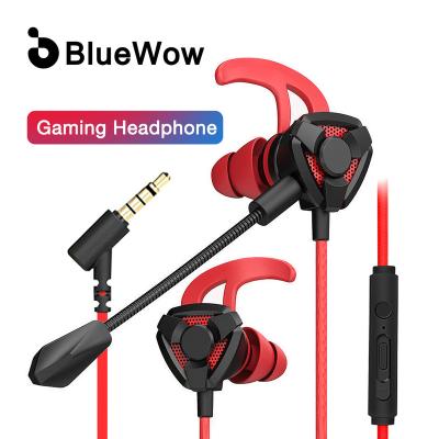 China New BG9 3.5mm Dual Mic Phone PC Gaming Headset Computer Earphones In-Ear Stereo Bass Noise Canceling Earphone With MIC (Black) for sale