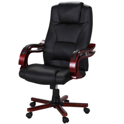 China WS1531B High Quality Classic Design Adjustable Wood (Height) Armrest and Low Chair Dining Office Chair Data Entry Work Leather Boss Office Chairs for sale