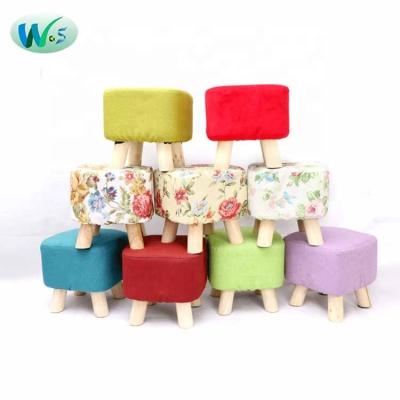 China Safety Comfortable Baby Dining Chair WST Solid Wood Home Bench Fabric Can Be Removable To Wear Shoes For Shoes Sneak Stool Pillar Activities Gift Stool Sofa Stool for sale