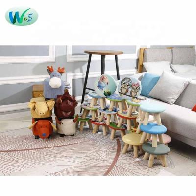 China Safety Comfortable Baby Dining Chair WSTsolid Wooden Cartoon Cloth Small Animal Stools Children's Toy Stool Promotion Gift Changing Shoes Sofa Sofa Advertising for sale