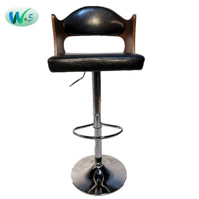 China WST87333 Modern Bar Chair Adjustable Height With Back Wood Bar Chairs Black Cushions Round Kitchen Bar Stool Chairs Kitchen Tall for sale