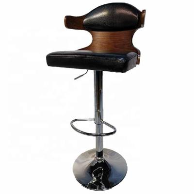 China WST87331 Modern Bar Chair Adjustable Height With Back Wood Bar Chairs Black Cushions Kitchen Round Bar Stool Chairs Export Trade for sale