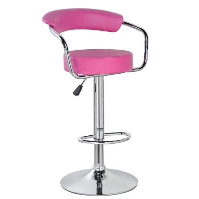 China WST98212 Modern Bar Chair Pink Adjustable Height With Back Cushions Around Large Kitchen Bar Stool Chairs Kitchen PU Wholesale Export for sale