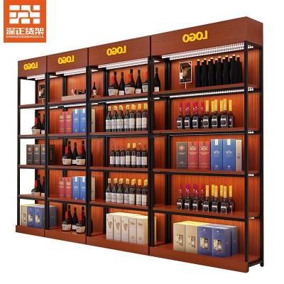 China Reinforce Column Retail Cosmetic Display Stand Beauty Products Shop Shelf Display Cosmetics Display Stand Wood Wall Cosmetic Shelf Showcase for sale